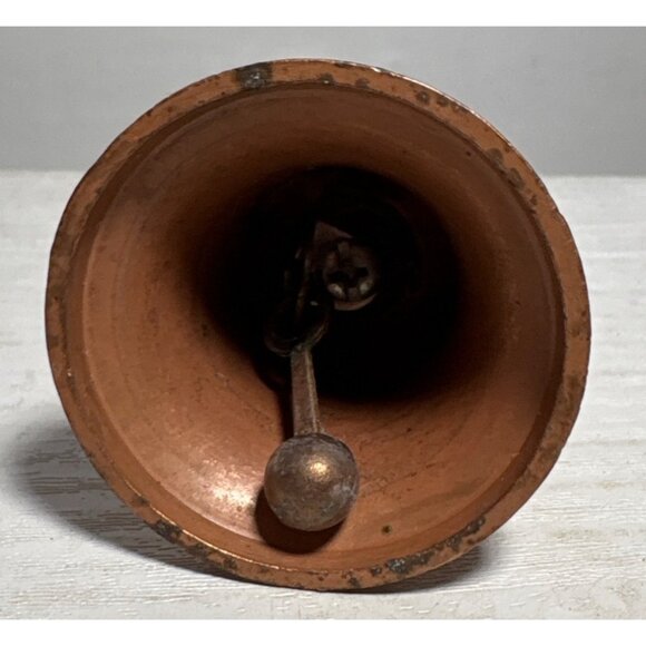 Vintage Wyoming Souvenir Copper Bell With Cowboy & Bucking Horse Horseshoe - Picture 5 of 7